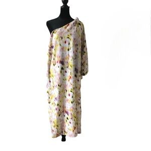 Future Collective Tie Dye Off Shoulder One Sleeve Aystmetrical Dress Linen